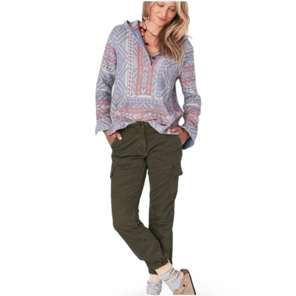 Faherty Women's Mid Rise Margaux Cargo Jogger Pants Sz 26 Field Green Utility - Picture 2 of 12